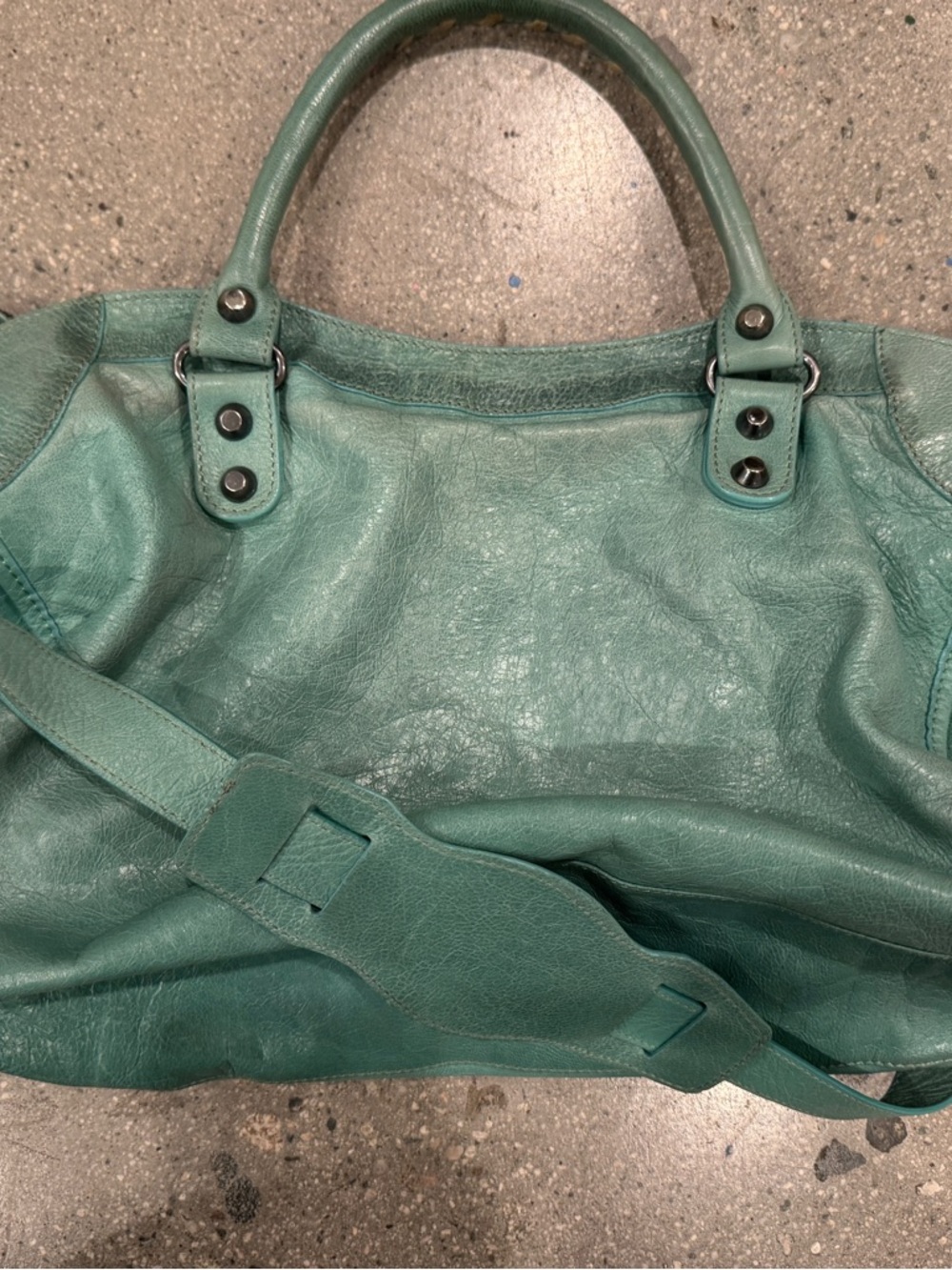 Vintage Balenciaga City bag in turquoise teal/green. - Picture 2 of 5